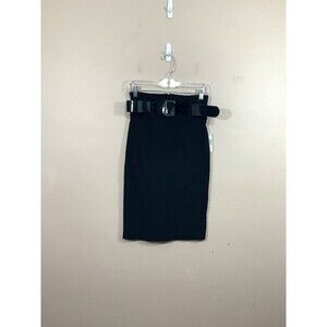 VTG Body Central Belted Pencil Wiggle Skirt M Black Goth Rockabilly Y2K NWT
